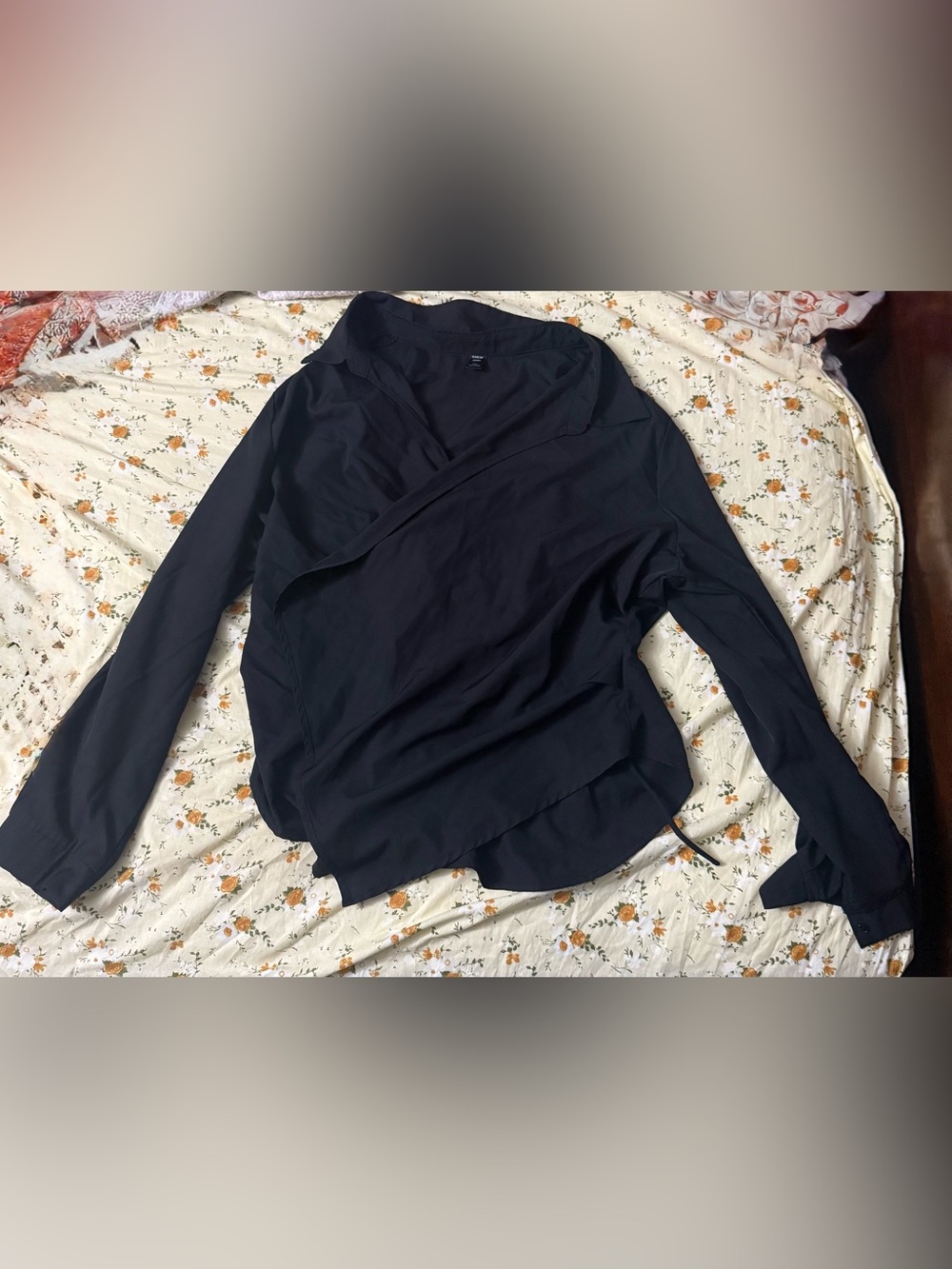 Black Wrap-Style Women's Top - Classic Everyday